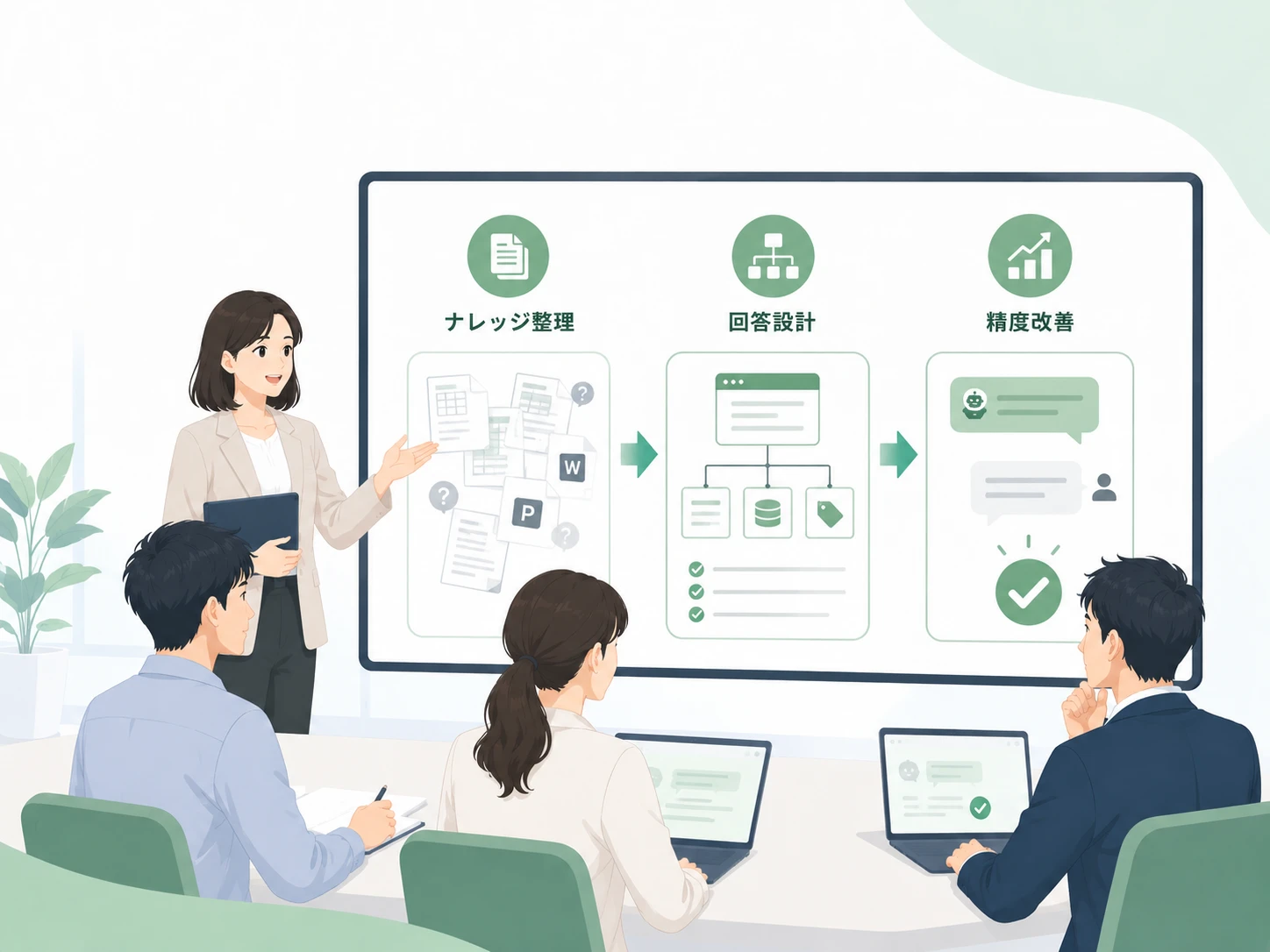 ナレッジ整理→回答設計→精度改善のチャットボット内製化プロセス